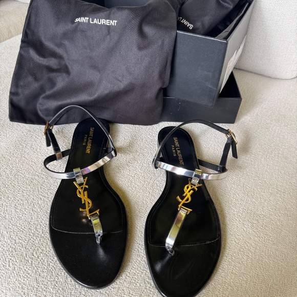 Saint Laurent Logo Sandals - Picture 2 of 4